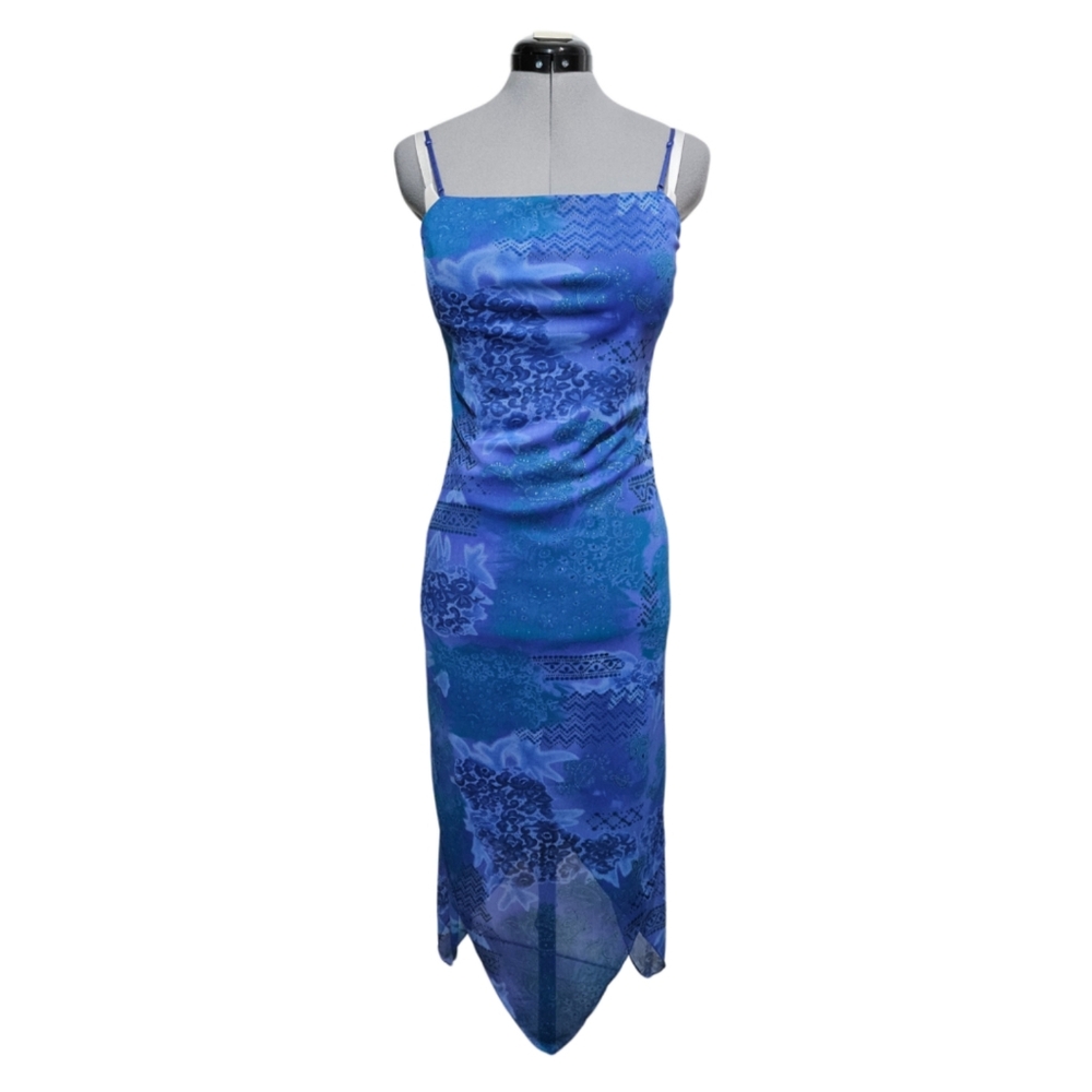 Vintage City Triangles Women's SIZE S Floral Asymmetrical Fairy Y2K Midi Dress